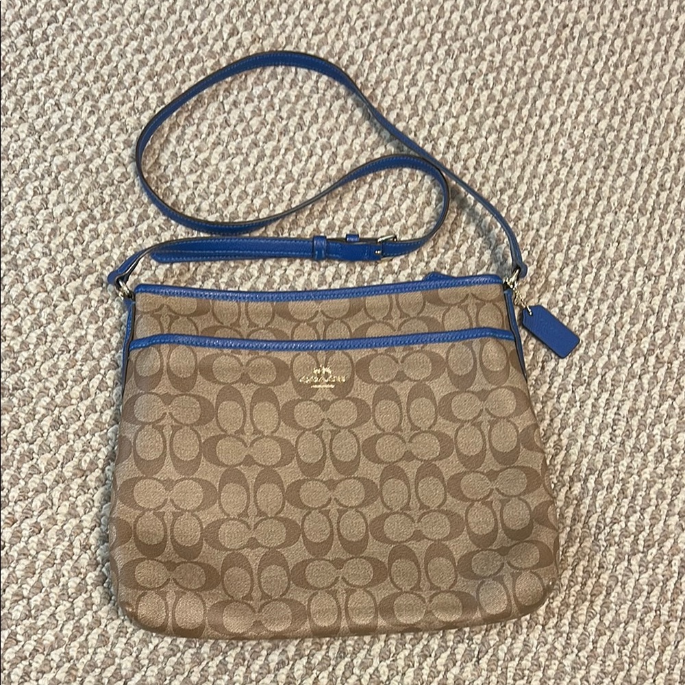 Coach Brown and Blue Crossbody Bag